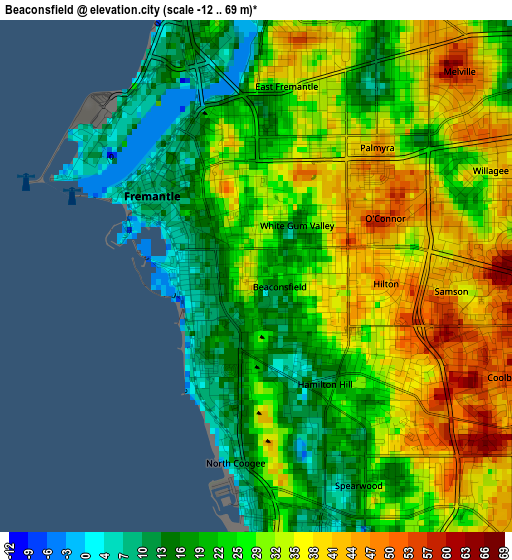 Beaconsfield elevation map