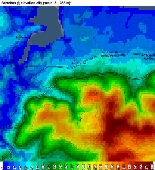 Barreiros elevation map