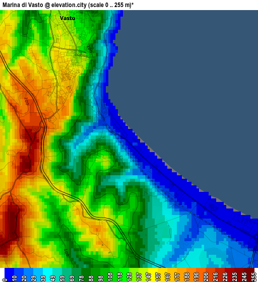 Marina di Vasto elevation map