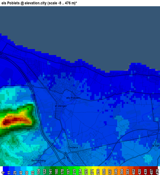 els Poblets elevation map