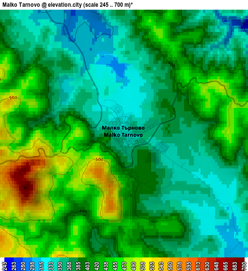 Malko Tarnovo elevation map