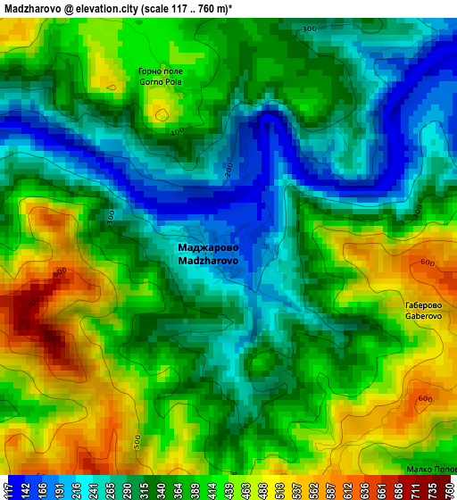 Madzharovo elevation map