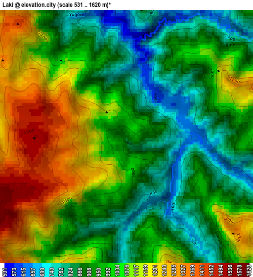 Laki elevation map