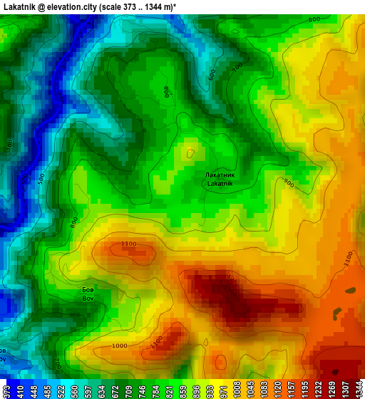 Lakatnik elevation map