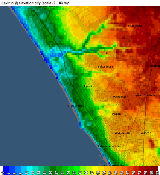 Lavinio elevation map