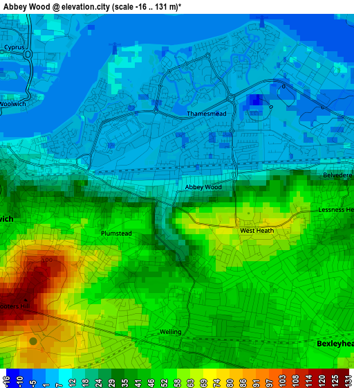 Abbey Wood elevation map