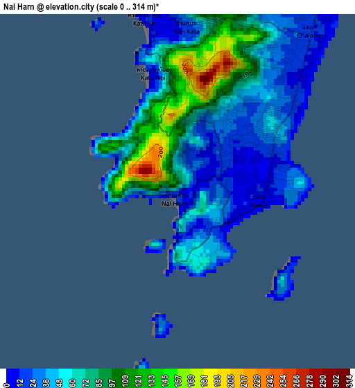 Nai Harn elevation map