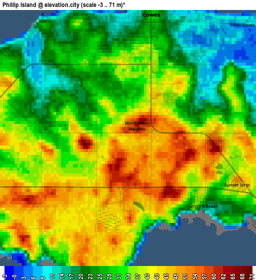 Phillip Island elevation map