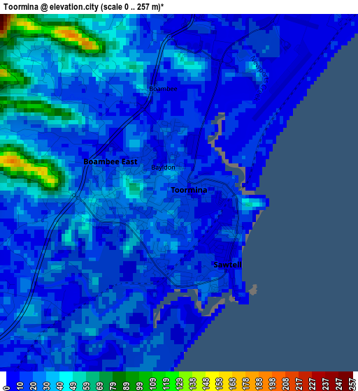 Toormina elevation map