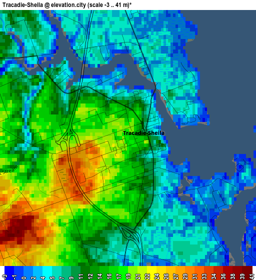 Tracadie-Sheila elevation map