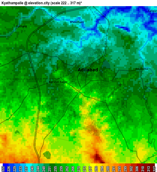 Kyathampalle elevation map