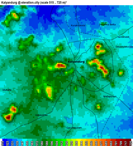 Kalyandurg elevation map