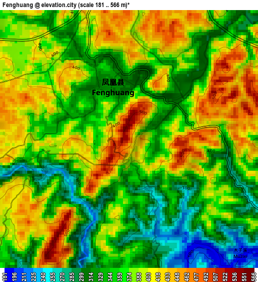 Fenghuang elevation map