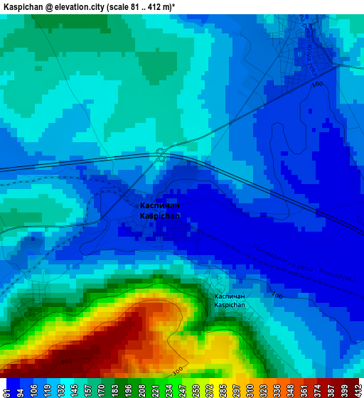 Kaspichan elevation map