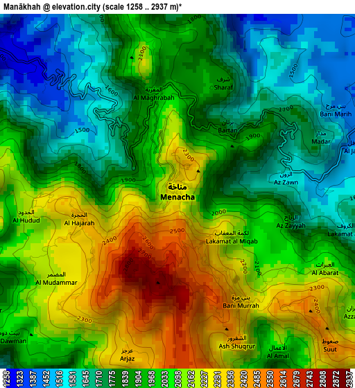 Manākhah elevation map