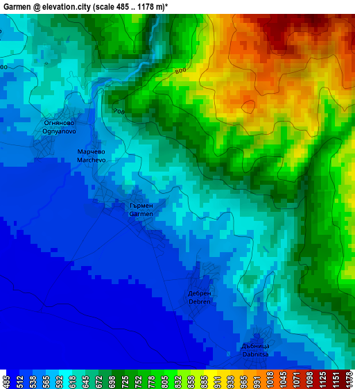 Garmen elevation map