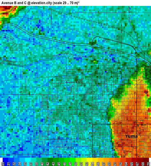 Avenue B and C elevation map