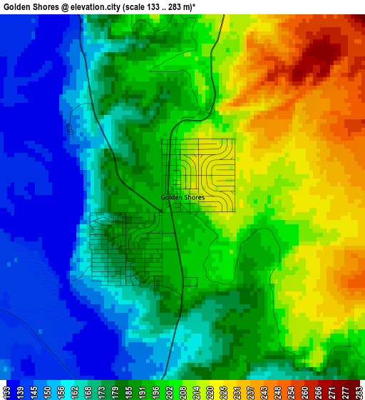 Golden Shores elevation map