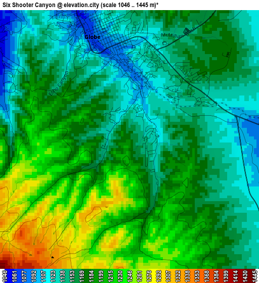 Six Shooter Canyon elevation map