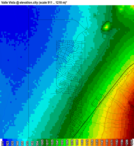 Valle Vista elevation map