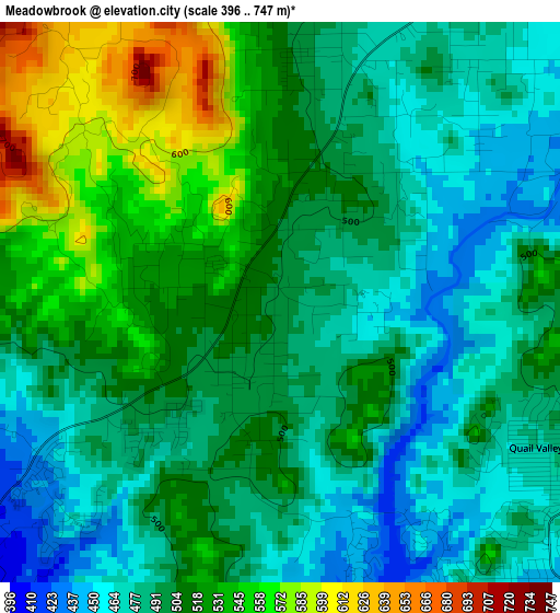 Meadowbrook elevation map