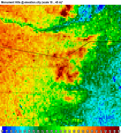 Monument Hills elevation map