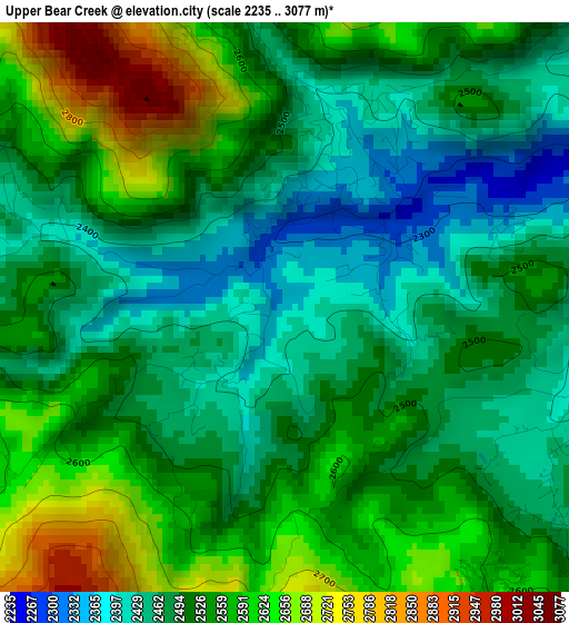 Upper Bear Creek elevation map