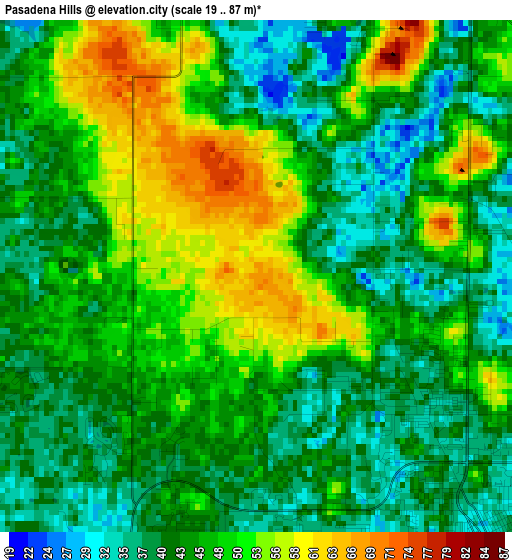 Pasadena Hills elevation map