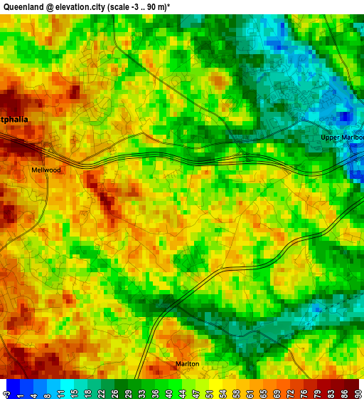 Queenland elevation map