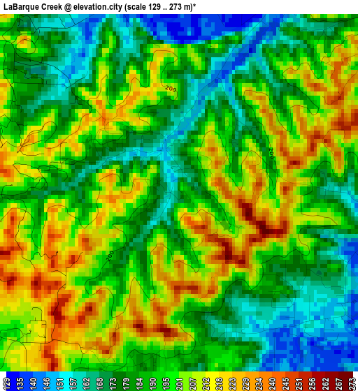 LaBarque Creek elevation map