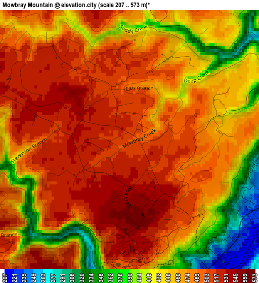 Mowbray Mountain elevation map