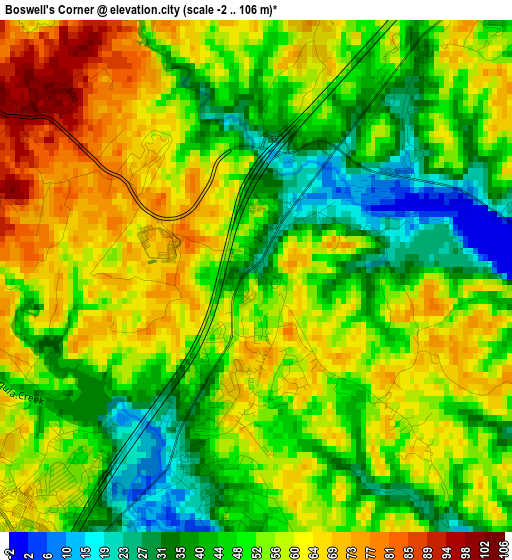 Boswell's Corner elevation map