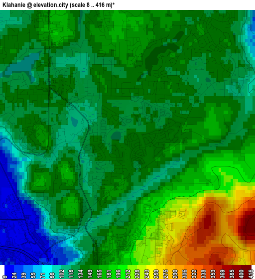 Klahanie elevation map