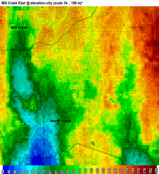 Mill Creek East elevation map