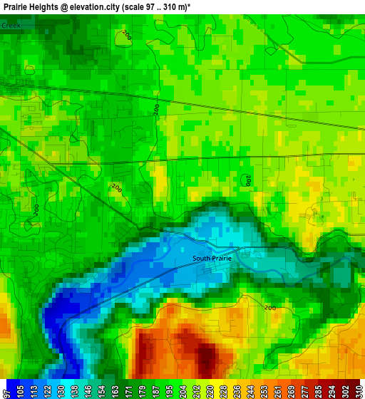 Prairie Heights elevation map