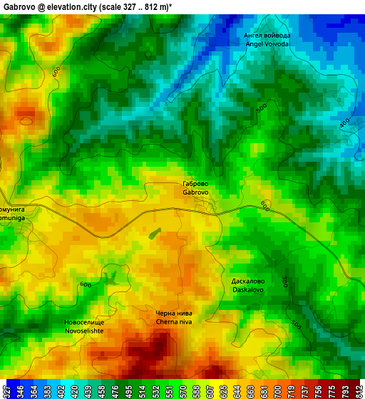 Gabrovo elevation map