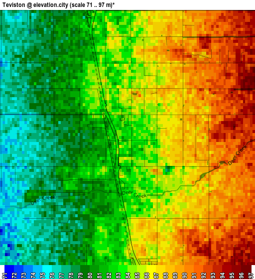 Teviston elevation map