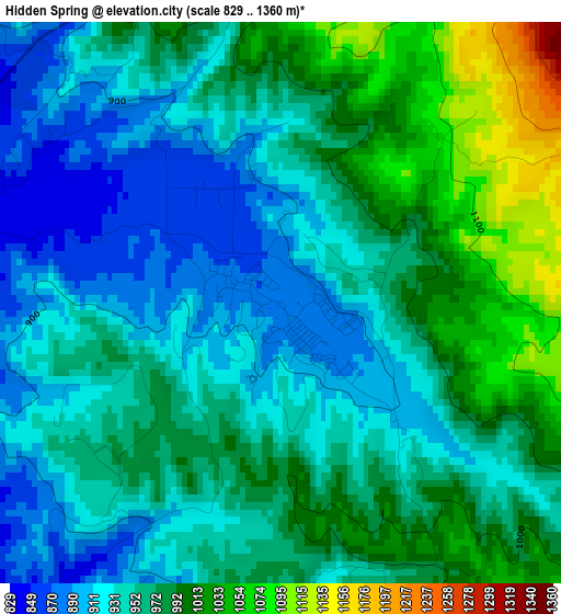 Hidden Spring elevation map