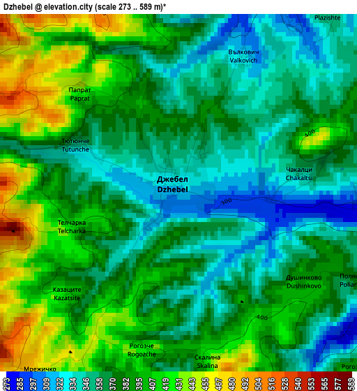 Dzhebel elevation map