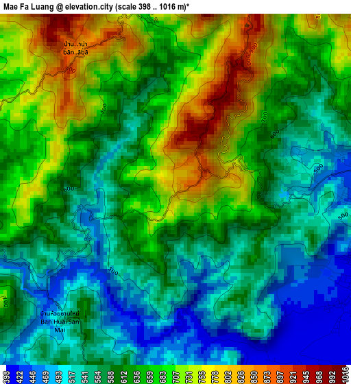 Mae Fa Luang elevation map