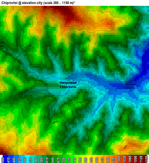 Chiprovtsi elevation map