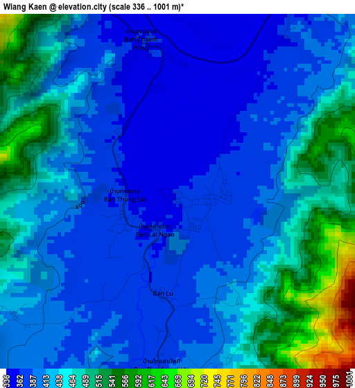 Wiang Kaen elevation map