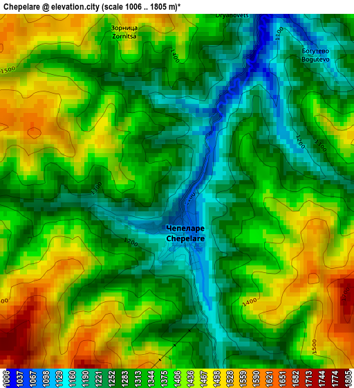 Chepelare elevation map
