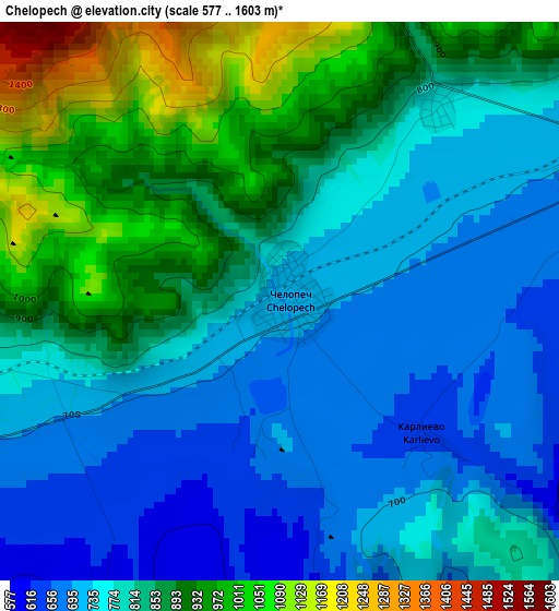 Chelopech elevation map