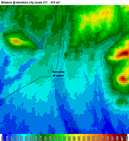 Brezovo elevation map