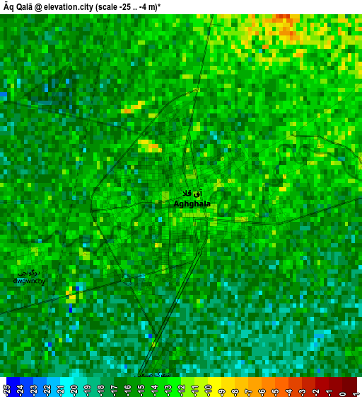 Āq Qalā elevation map