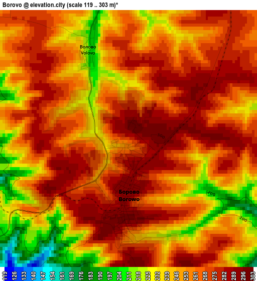 Borovo elevation map