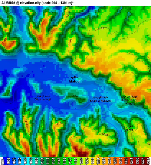Al Māfūd elevation map