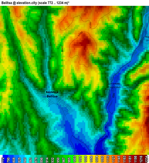 Belitsa elevation map