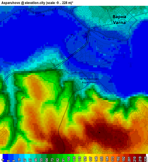 Asparuhovo elevation map